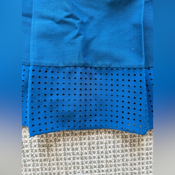 J Crew Peacock Blue Cotton & Silk A-line Fit & Flare Dress Pockets size 2 Petite - Picture 3 of 8